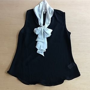 Altuzarra Target Sheer Black Shirt With White Tie Bow